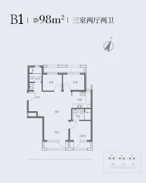 3室2厅2卫户型图