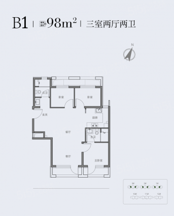 3室2厅2卫户型详情