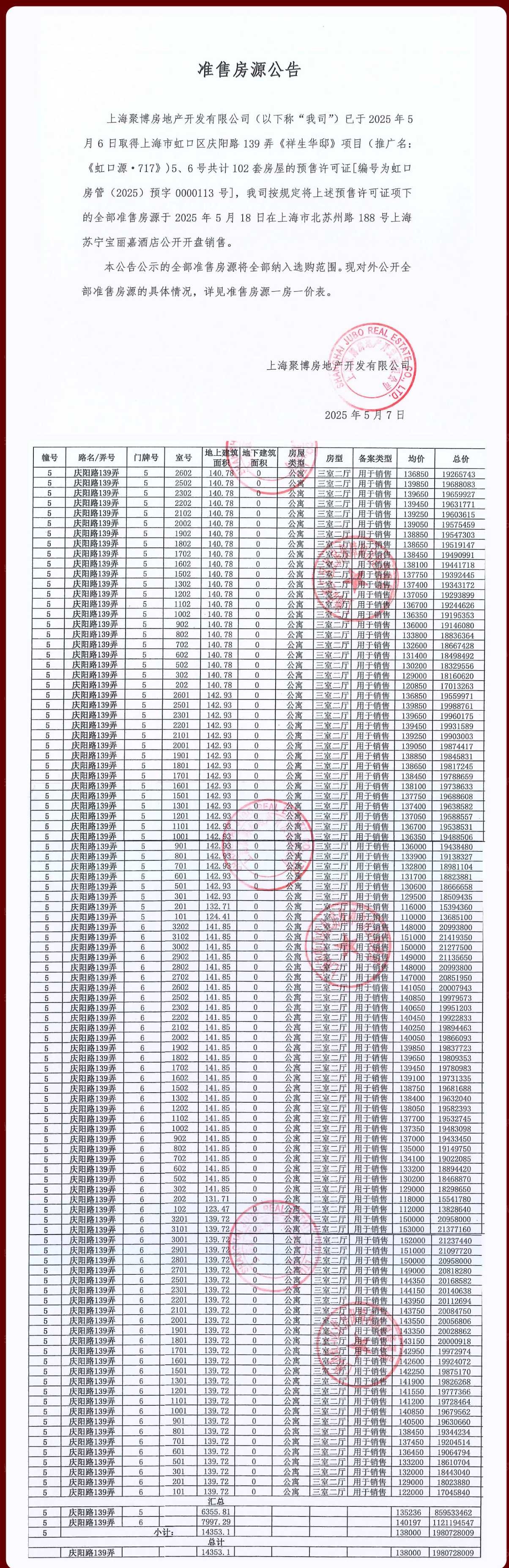 虹口源717预售许可证
