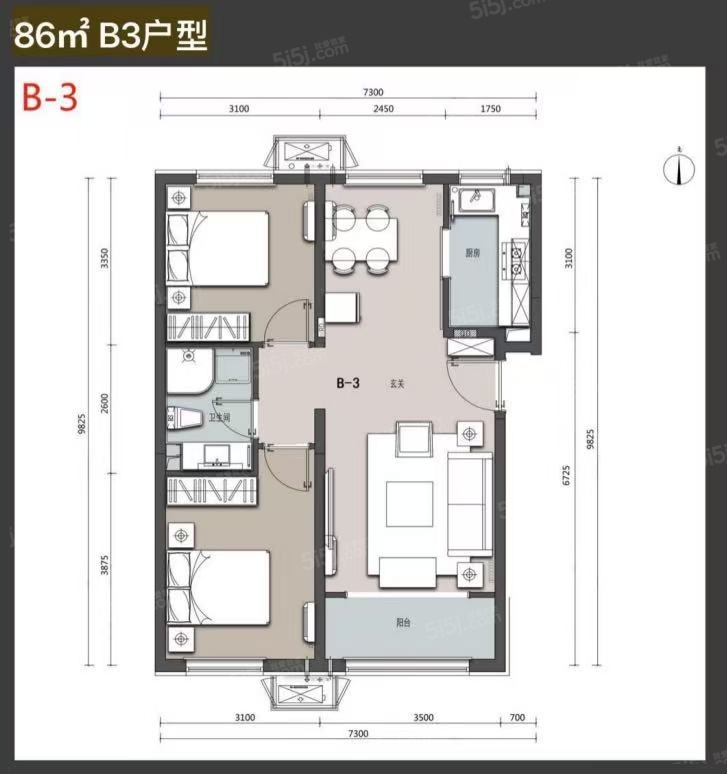 裕龙湾2室2厅1卫