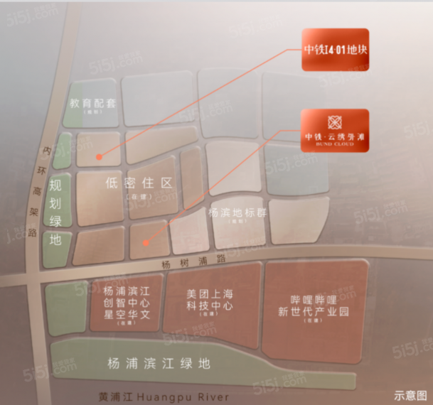 中铁云璟外滩区位图