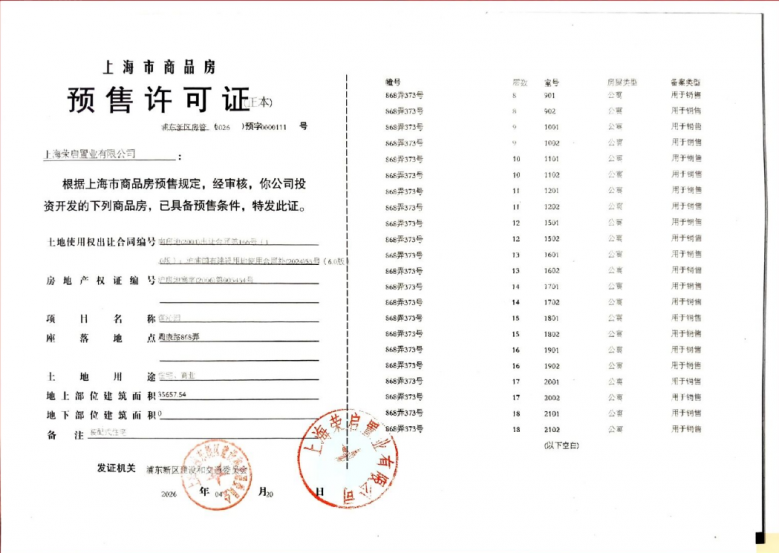 御沁园预售许可证