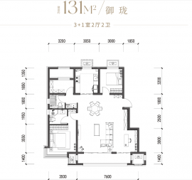 3室2厅2卫户型图