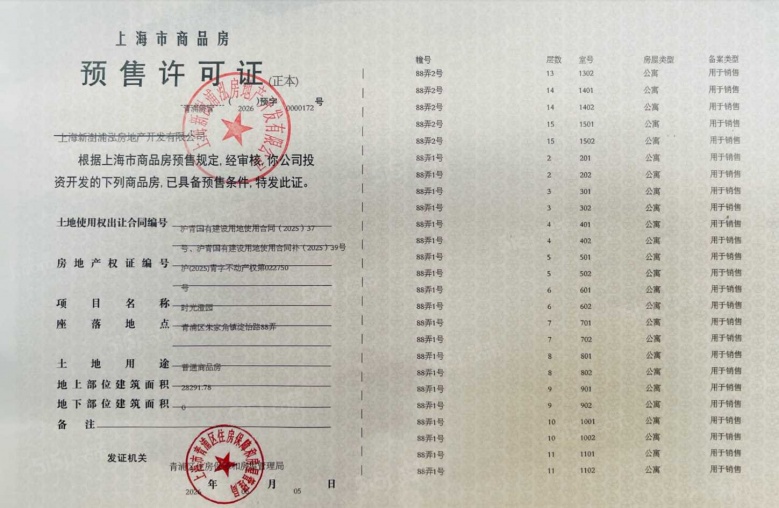 联发时光新澍预售许可证