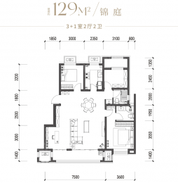 3室2厅2卫户型图