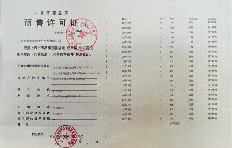 联发时光新澍预售许可证