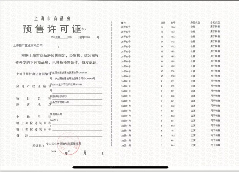 招商时代乐章预售许可证
