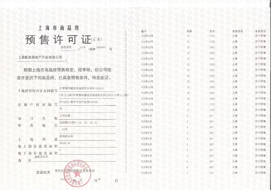 象屿交控中环云悦府预售许可证
