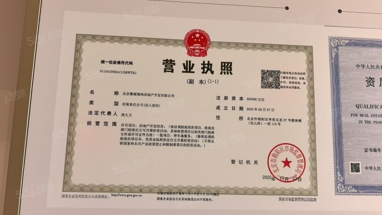 懋源騴橒臺开发商营业执照