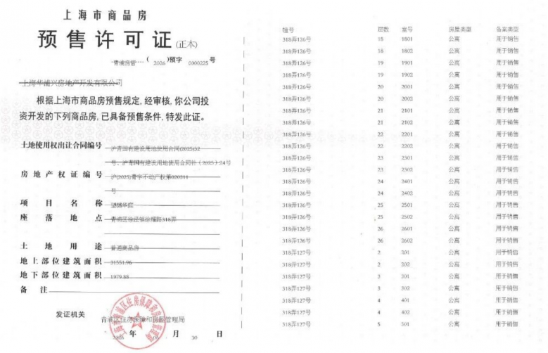 大华望樾预售许可证