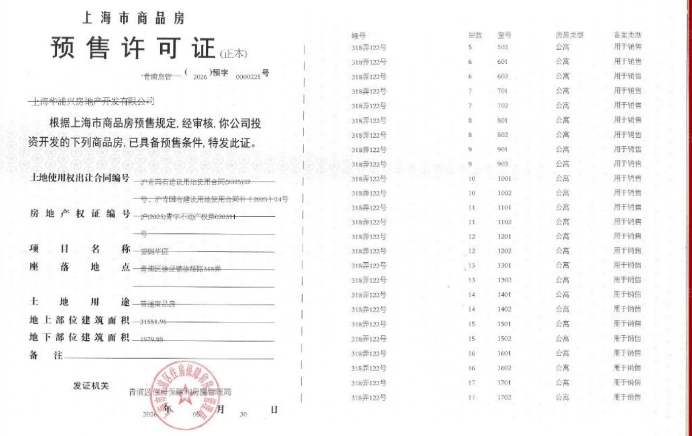 大华望樾预售许可证