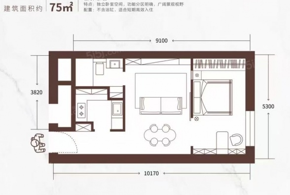1室1厅1卫户型详情