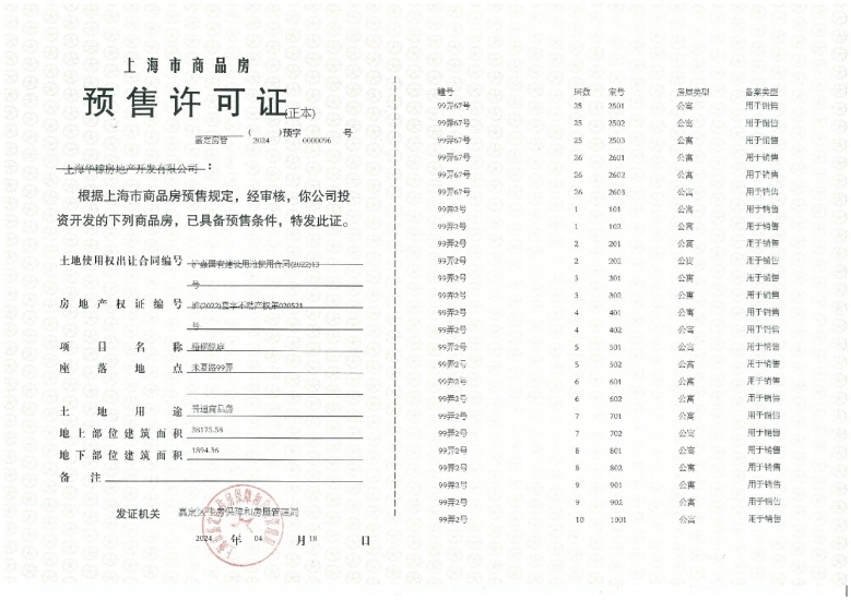 大华梧桐樾预售许可证