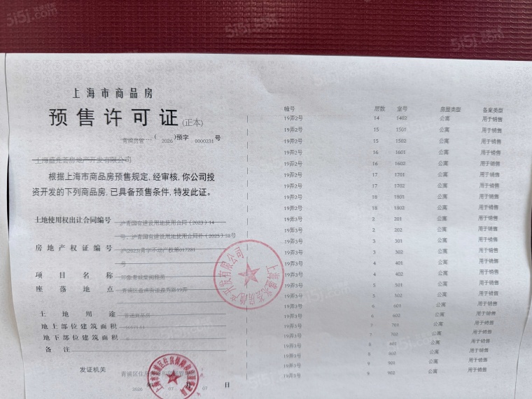 印象青城预售许可证