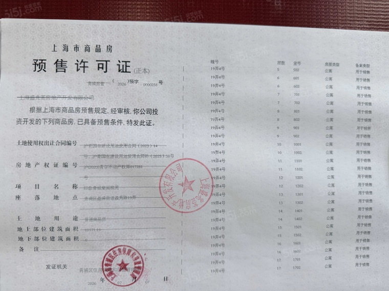 印象青城预售许可证
