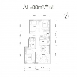 3室2厅2卫户型图