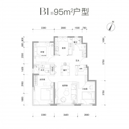 3室2厅2卫户型图