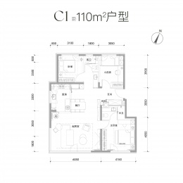 3室2厅2卫户型图