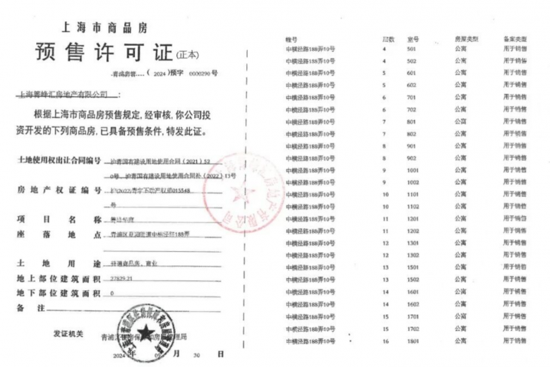 盘古箐峰华庭预售许可证