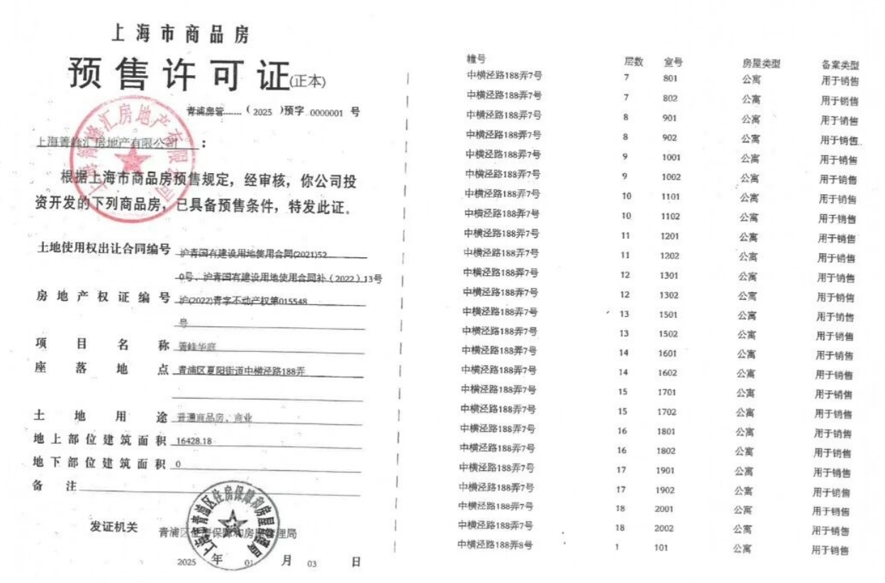 盘古箐峰华庭预售许可证
