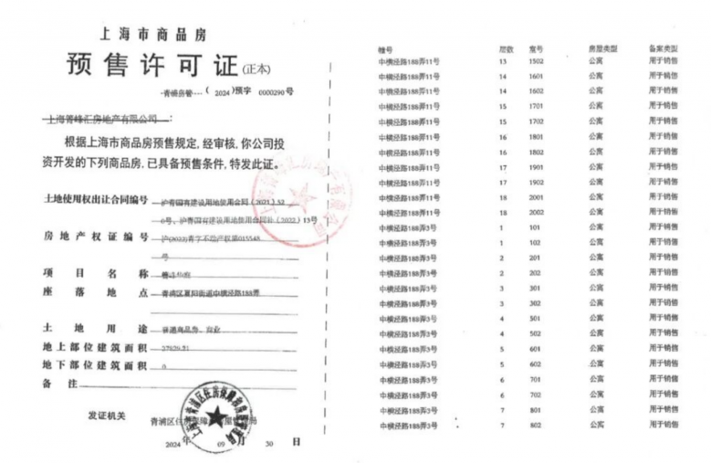 盘古箐峰华庭预售许可证