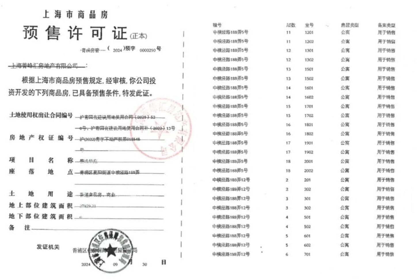 盘古箐峰华庭预售许可证