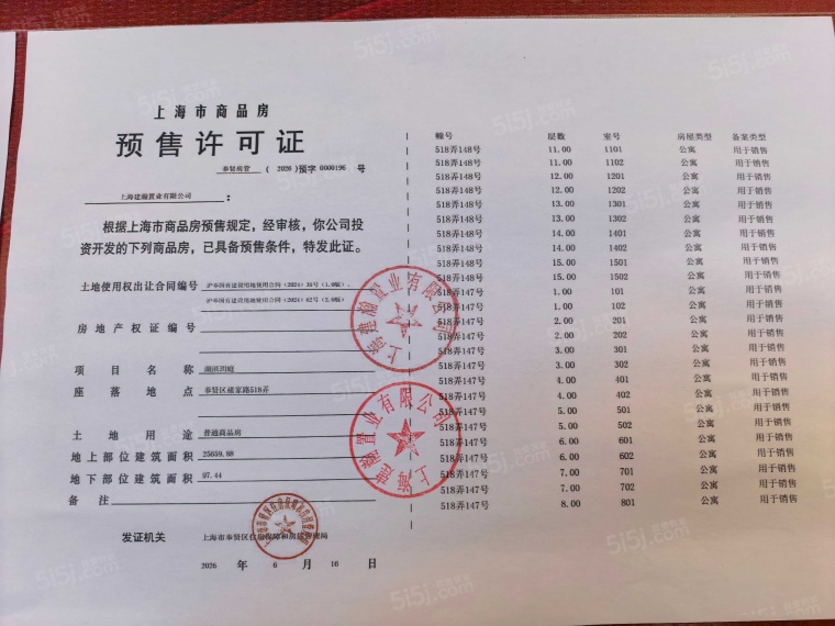 上海之鱼1号院预售许可证