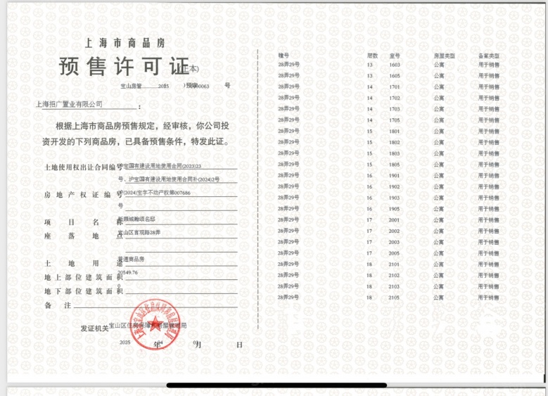 招商时代乐章预售许可证