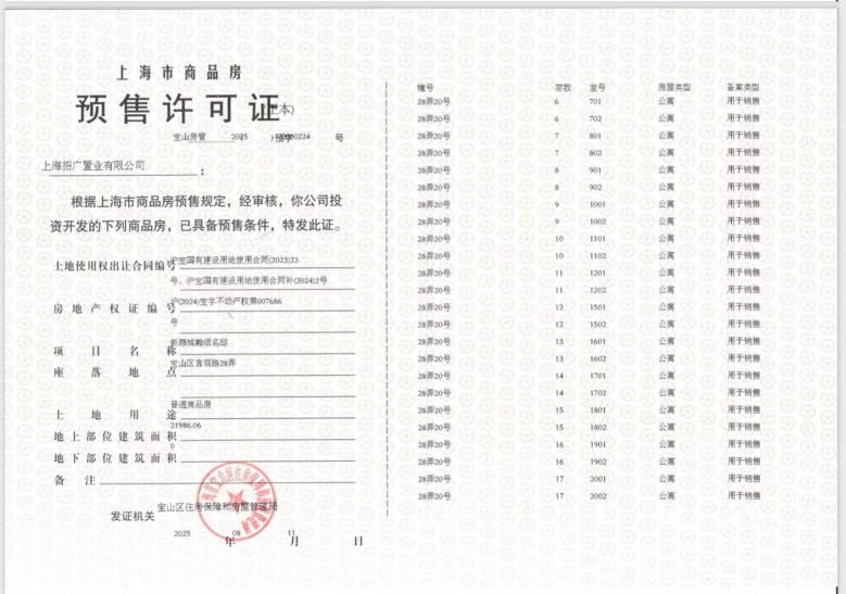 招商时代乐章预售许可证