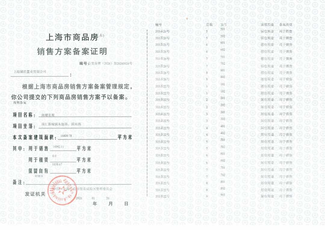 上实听海预售许可证