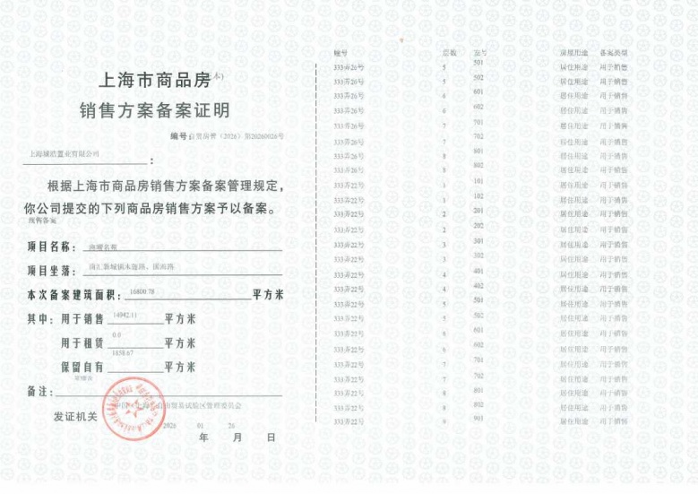 上实听海预售许可证