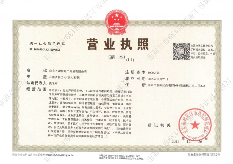 宸园139开发商营业执照