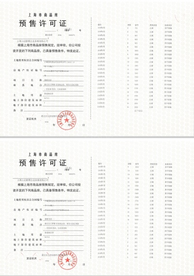 保利虹桥和著璟岸预售许可证