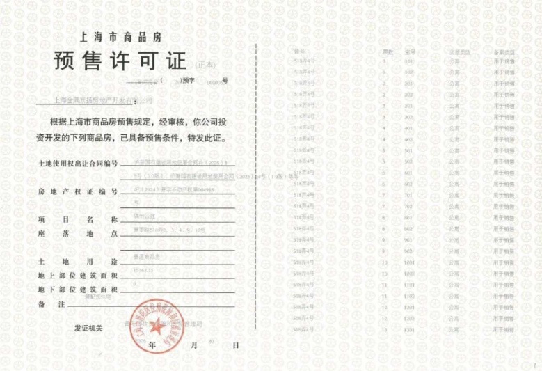 金隅公园东序预售许可证