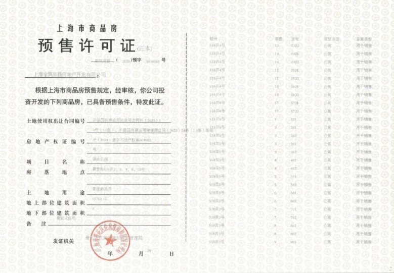 金隅公园东序预售许可证