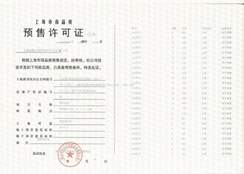 金隅公园东序预售许可证