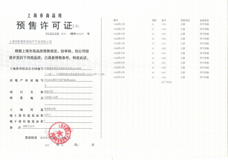 新场星耀翠湾预售许可证