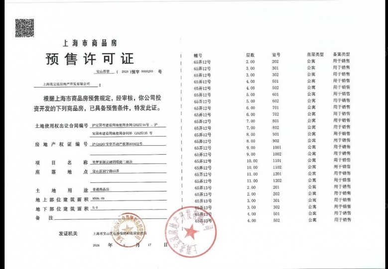 建发云湖玥预售许可证