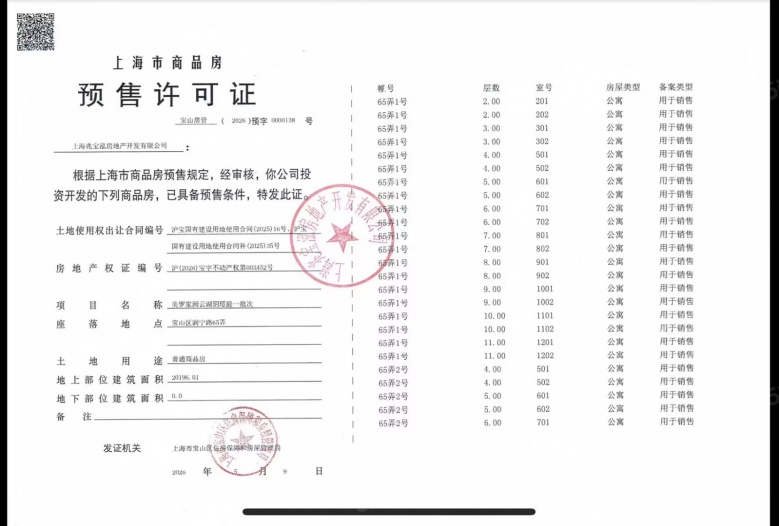 建发云湖玥预售许可证