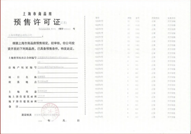 壹江臻邸预售许可证