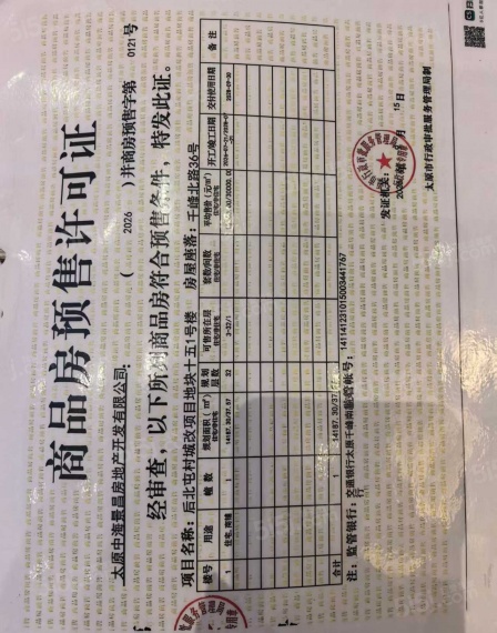 中海瑞文熙和预售许可证